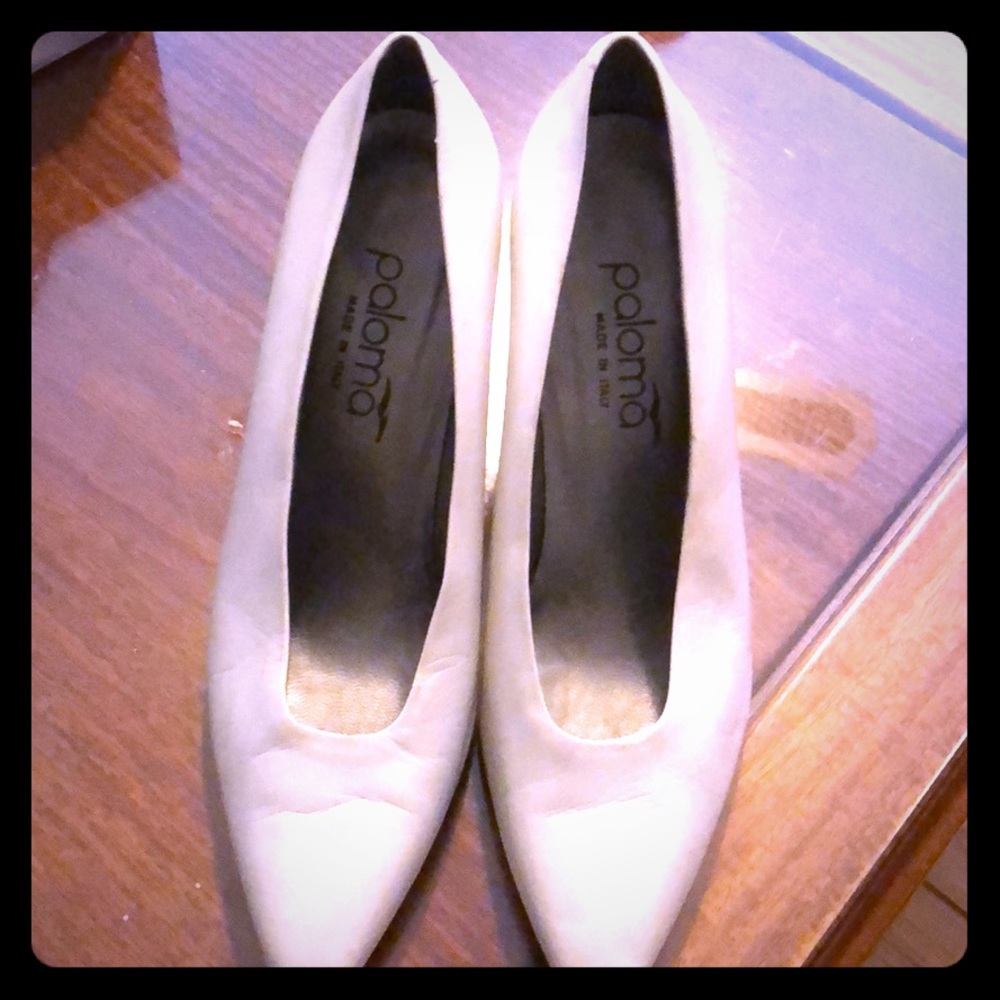 White Paloma heels made in Italy
